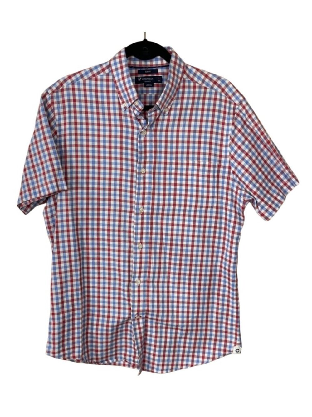 Cremieux Button Down Shirt Slim Fit Red White Blue Check Size L Large